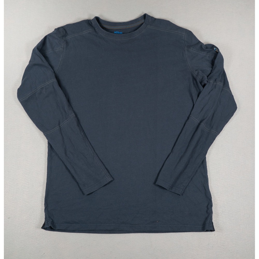 KUHL Mens Shirt Wildfibre Long Sleeve Organic Cotton Navy Blue Size L Hiking